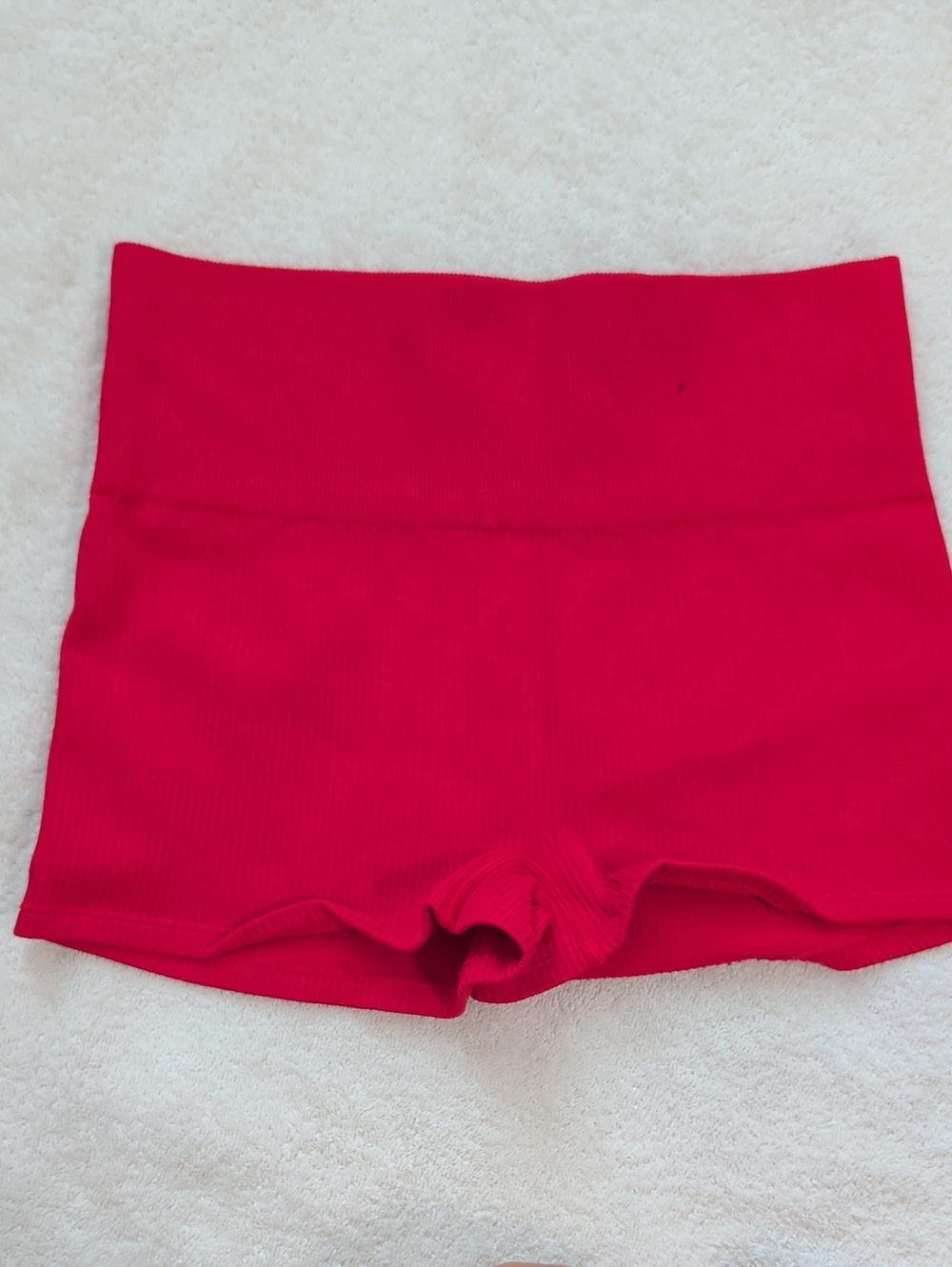 OQQ Ribbed High Waist Athletic Shorts in Red Size Medium